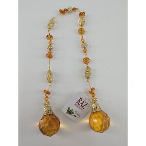 Vintage RAZ Imports Amber Plastic Crystal Jeweled Ornament String 16.5" Long